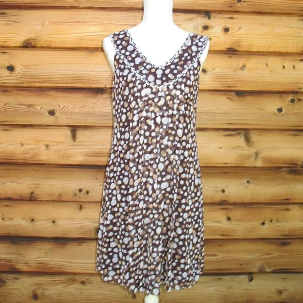 Adrianna Papell Brown Silk Pleated Dress